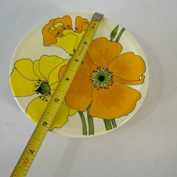 Vintage 70's Metlox California Poppy Trail Wild Poppy 6" Saucer Set of 4 - Picture 4 of 5